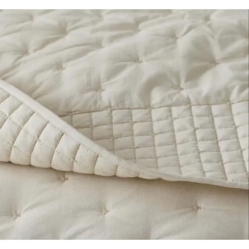 The Company Store Pintuck Oatmeal Twin Cotton Quilt New